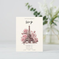 Paris Eiffel Tower & Pink Roses Party Wedding RSVP