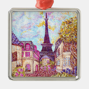 Paris Eiffel Tower Pointillism Landschaft Ornament Aus Metall
