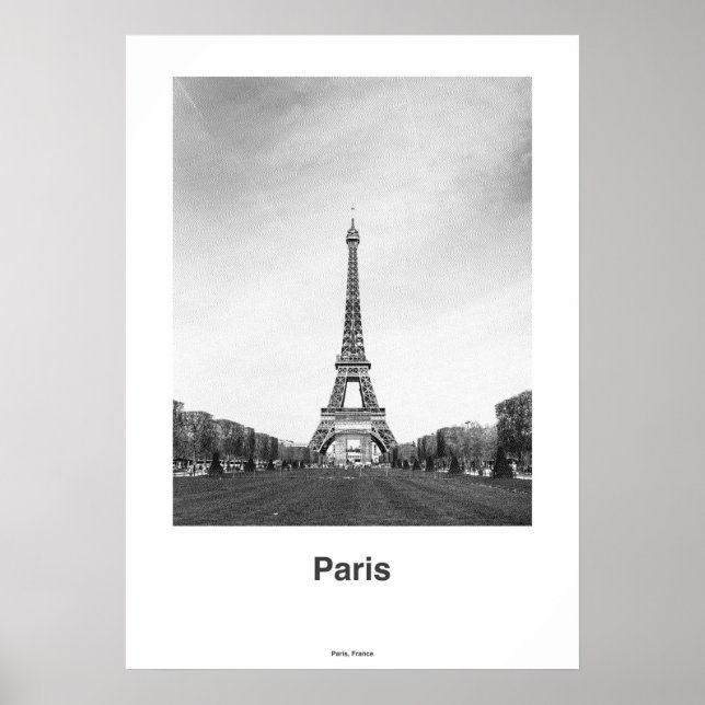 Paris Eiffel Tower Print, Paris Schwarz-weißes Fot Poster (Vorne)
