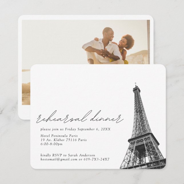 Paris Eiffel Tower Probe Abendessen Eintrittskarte Begleitkarte (Vorne/Hinten)