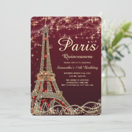 Paris Eiffel Tower Quinceanera Invite Einladung