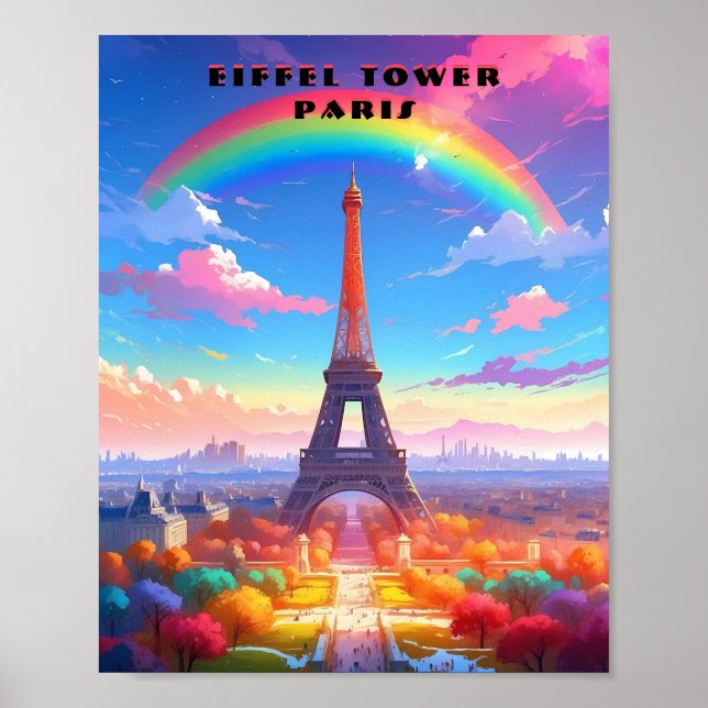 Paris Eiffel Tower Rainbow Sky Poster (Vorne)