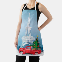Paris Eiffel Tower Red Truck Weihnachten Schürze