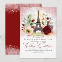Paris Eiffel Tower Rose Gold und Burgund Wedding