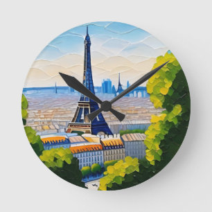 Paris Eiffel Tower Runde Wanduhr