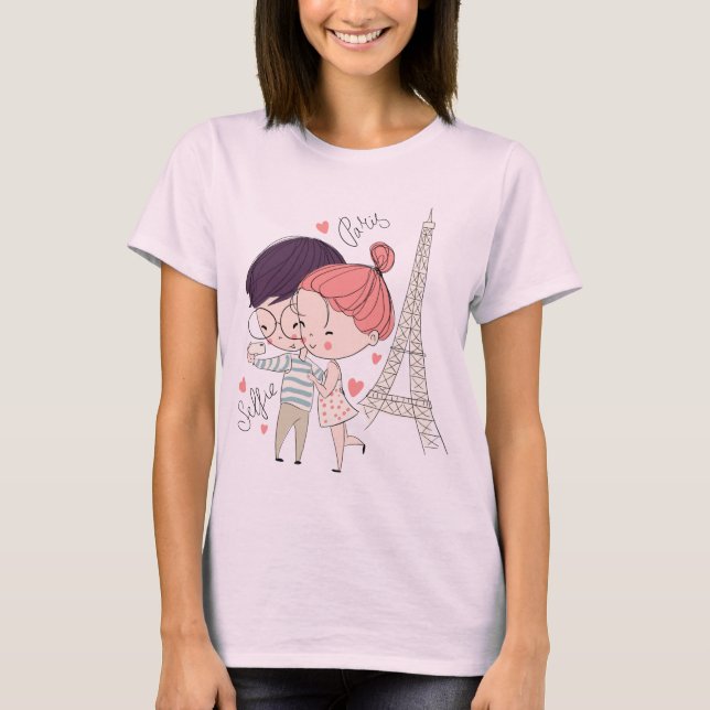 Paris Eiffel Tower Selfie T - Shirt (Vorderseite)