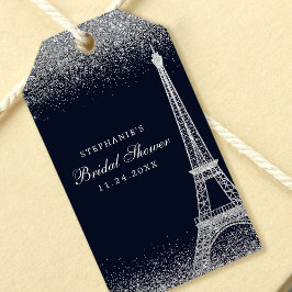 Paris Eiffel Tower Silver Sparkle Brautparty Geschenkanhänger