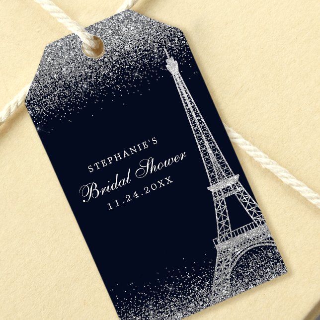 Paris Eiffel Tower Silver Sparkle Brautparty Geschenkanhänger (Von Creator hochgeladen)