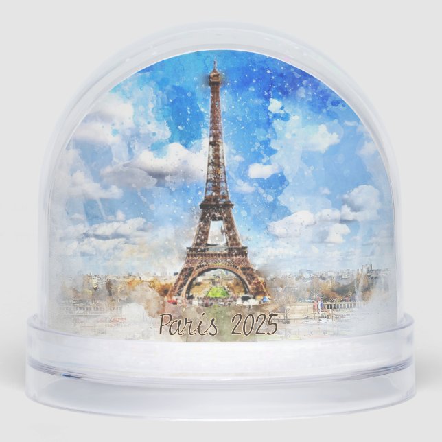 Paris Eiffel Tower Souvenir Snow Globe Schneekugeln (Vorderseite)