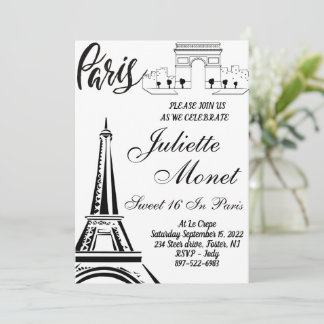Paris Eiffel Tower Sweet 16 Einladungen