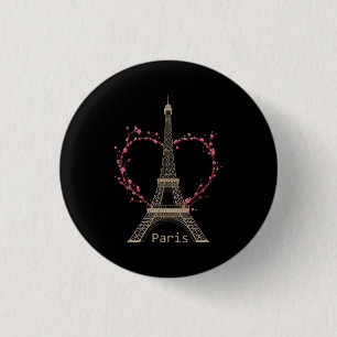 Paris Eiffel Tower The Sign Of Love France Parisia Button