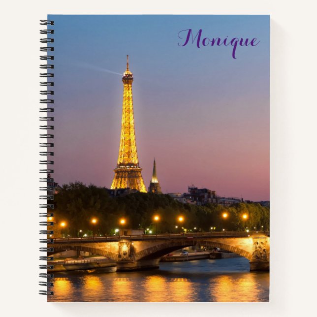 Paris Eiffel Tower Themed Spiral Notebook Französi Notizbuch (Vorderseite)