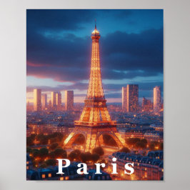 Paris Eiffel Tower Travel Art Poster