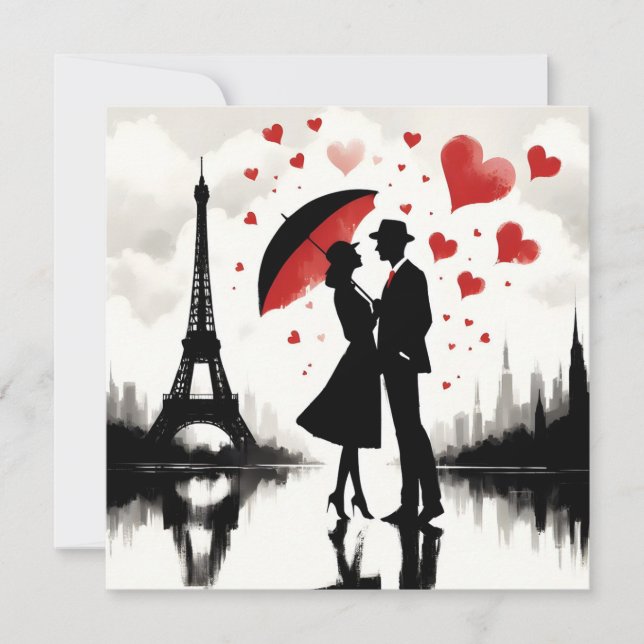 Paris Eiffel Tower Valentines Feiertagskarte (Vorderseite)