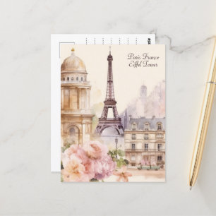 Paris Eiffel Tower Vintag Watercolor Reisen Postkarte