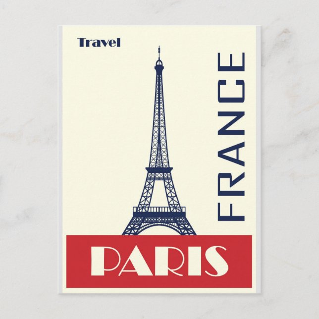 Paris Eiffel Tower Vintage Travel Poster Postkarte (Vorderseite)