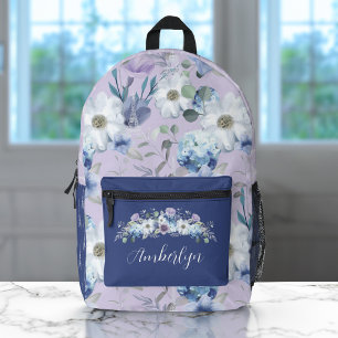 Paris Eiffel Tower Violet Watercolor Florals Name Bedruckter Rucksack