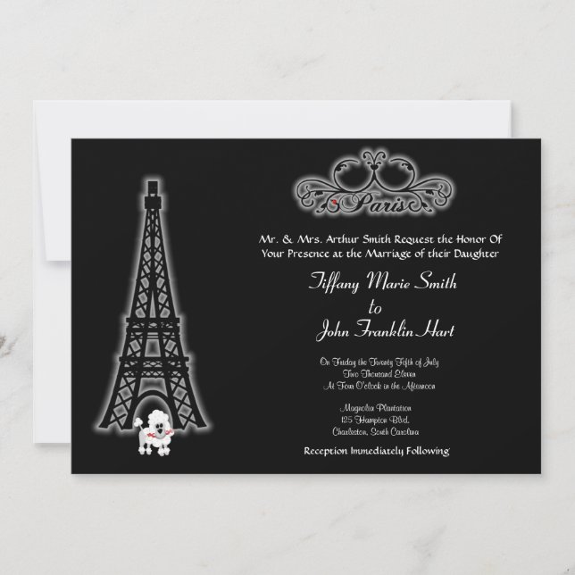 Paris Eiffel Tower Wedding Einladung (Vorderseite)
