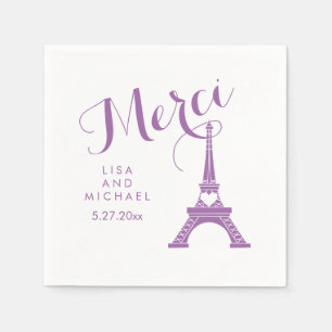 Paris Eiffel Tower Wedding Lila Merci Vielen Dank Serviette