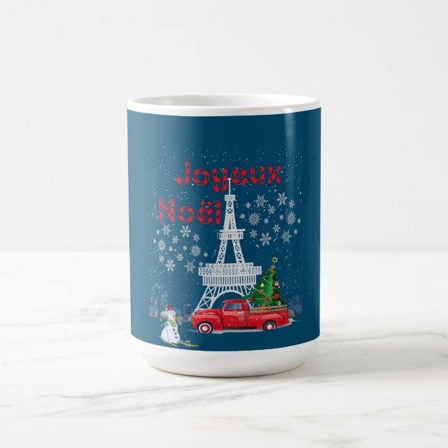 Paris Eiffel Tower Weihnachtsbaum Red Truck Joyeux Kaffeetasse (Mittel)