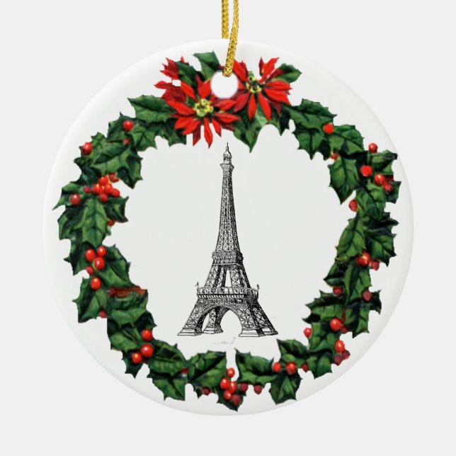 Paris Eiffel Tower Wreath Weihnachtsschmuck (Vorne)