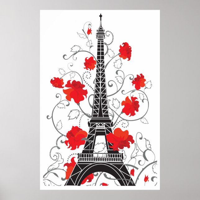 Paris Eiffel Turm elegant stilvolle Silhouette Poster (Vorne)