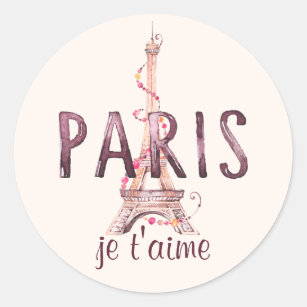 Paris-/Eiffel-Turm Je T'Aime "ich Liebe Sie " Runder Aufkleber