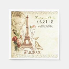 Paris Eiffel Turm Vintage Hochzeitspapiere Serviet Serviette