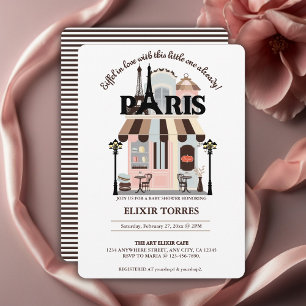 Paris Eiffel verliebt Französisches Café Baby Show Einladung