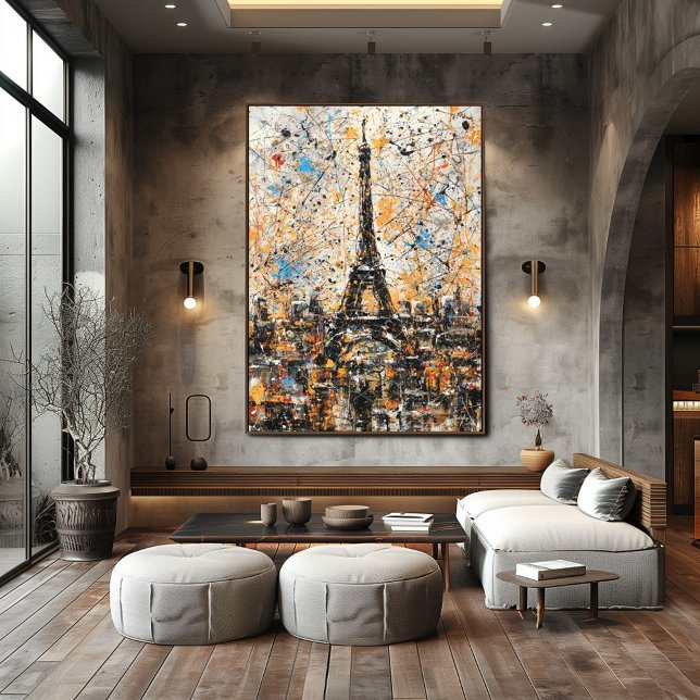 Paris Eiffelturm Abstrakte Tropfmalerei  Poster (Von Creator hochgeladen)