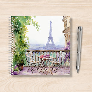 Paris Eiffelturm Aquarell Französisches Café Notizbuch