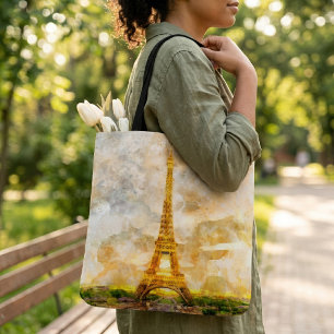 Paris Eiffelturm Aquarell Sonnenuntergang Kunst Dr