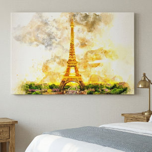 Paris Eiffelturm Aquarell Sonnenuntergang Kunst Dr Leinwanddruck