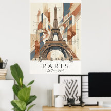 Paris Eiffelturm – Architektonisches Kunstplakat