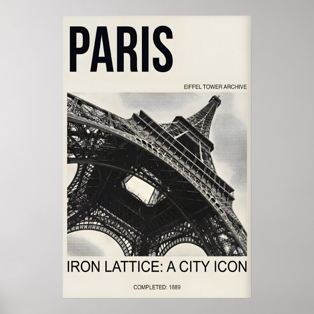 Paris Eiffelturm Druck - Vintage Stil Poster (Vorne)