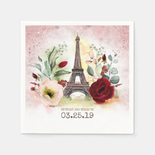 Paris Eiffelturm Elegante Vintage Rose Serviette