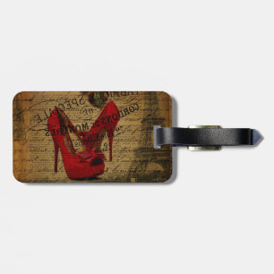 Paris Eiffelturm fashionista Rote Stilettos Gepäckanhänger