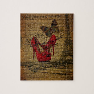 Paris Eiffelturm fashionista Rote Stilettos Puzzle