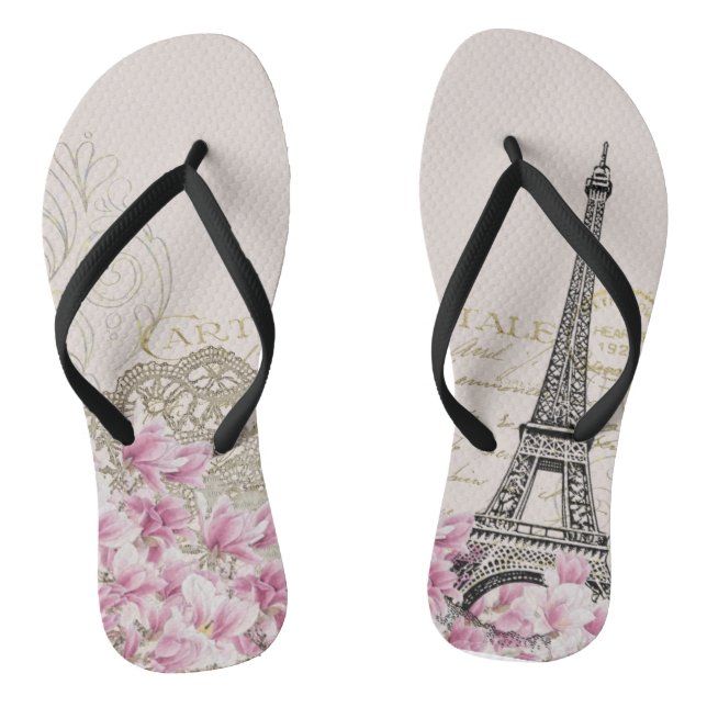 Paris Eiffelturm Frankreich, französische Vintage Flip Flops (Fußbett)