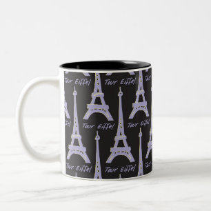 Paris Eiffelturm Frankreich Lila und Schwarze Tass Zweifarbige Tasse