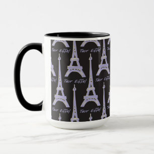 Paris Eiffelturm Frankreich Lila und Schwarzer Bec Tasse