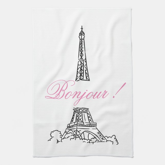 Paris Eiffelturm Frankreich Rosa Dekor Handtuch (Vertikal)