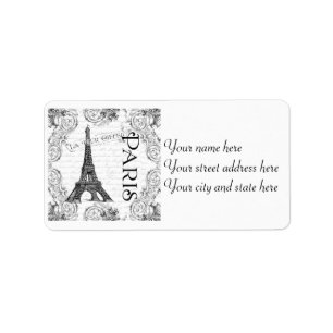 Paris Eiffelturm französische Schriftrollen Adressaufkleber