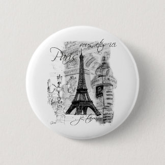 Paris Eiffelturm Französische Szene Collage Button