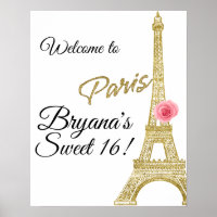 Paris Eiffelturm Gold Glanz Rosa Rose Frankreich