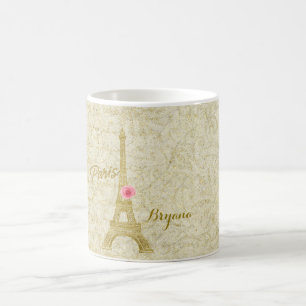 Paris Eiffelturm Gold & Pink Elegante Kaffeetasse