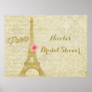 Paris Eiffelturm Gold & Pink Elegantes Banner Poster