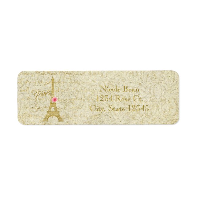 Paris Eiffelturm Gold & Rosa Elegante Elegante (Vorne)