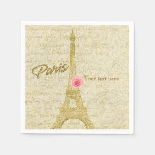 Paris Eiffelturm Gold & Rosa elegante Servietten
