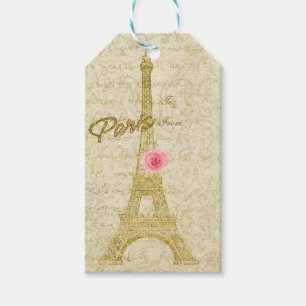 Paris Eiffelturm Gold & Rosa Elegantes Geschenk-Ta Geschenkanhänger